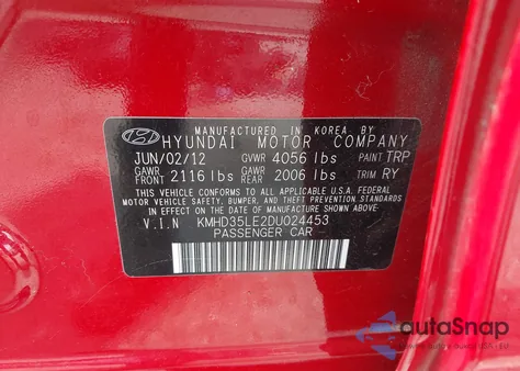 2013 Hyundai Elantra Gt z USA, uszkodzony, nr VIN KMHD35LE2DU024453